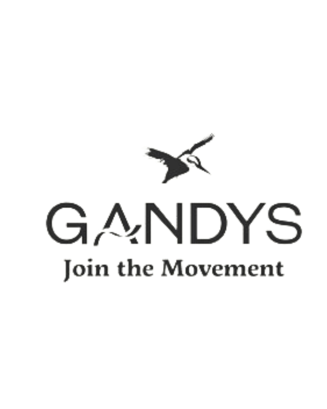Black and white Gandys logo featuring a flying bird silhouette above text.