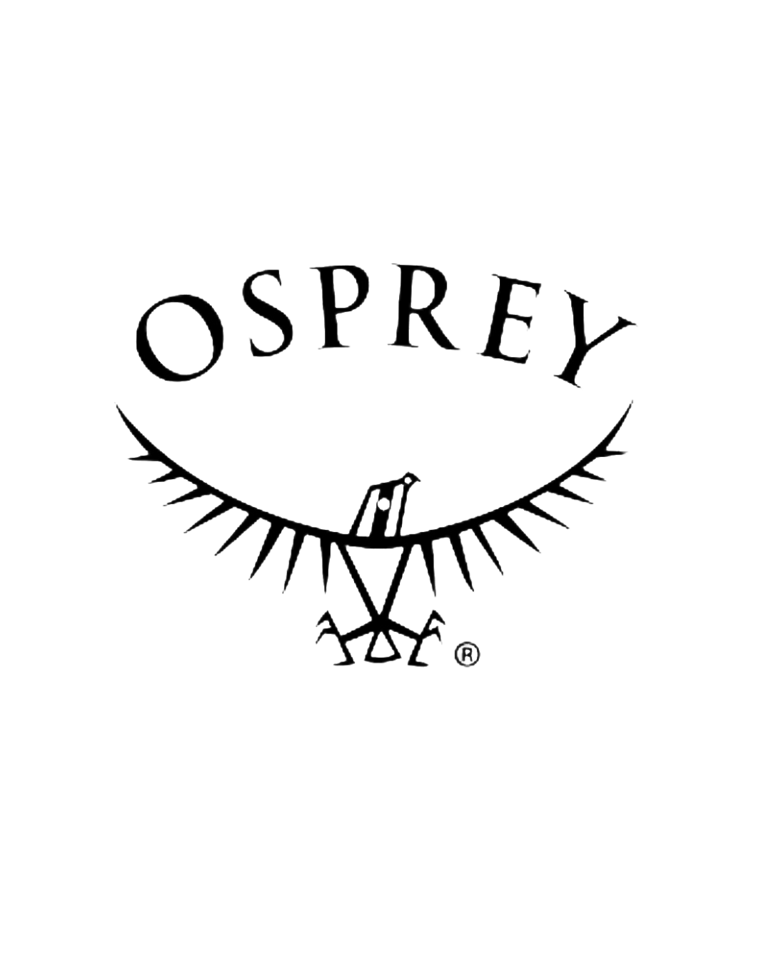 Black Osprey brand logo featuring stylized bird design with spread wings.