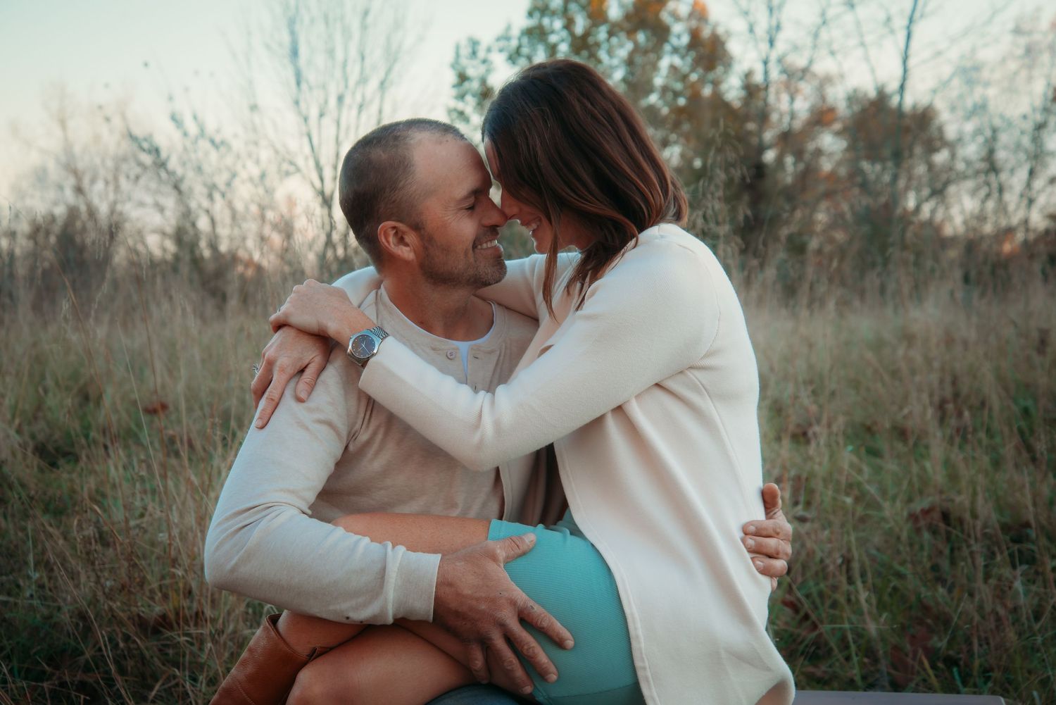 Outdoor family session at golden hour on a Kentucky farm. Natural light, candid moments, and heartfelt connection captured beautifully.