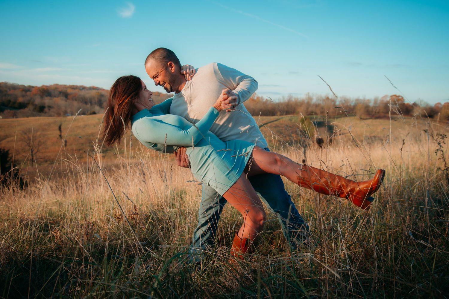 Outdoor family session at golden hour on a Kentucky farm. Natural light, candid moments, and heartfelt connection captured beautifully.