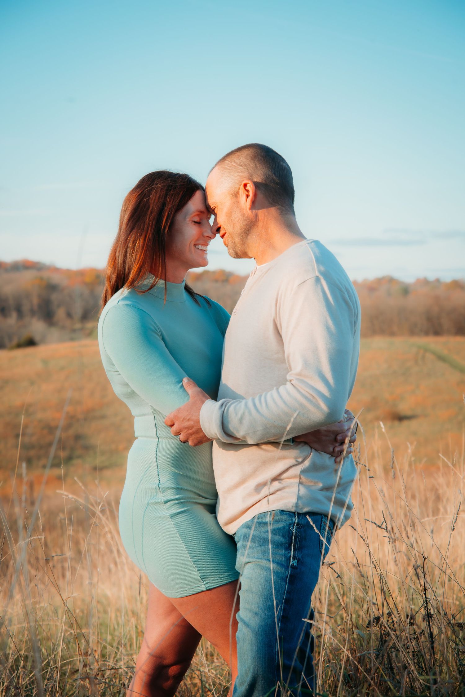 Outdoor family session at golden hour on a Kentucky farm. Natural light, candid moments, and heartfelt connection captured beautifully.