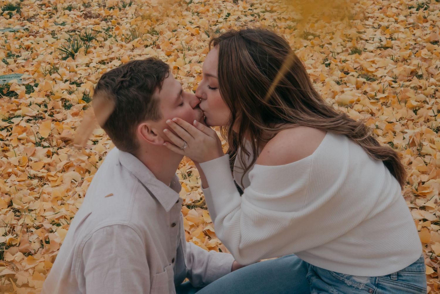 Outdoor engagement photo in natural light. Kentucky lifestyle photographer captures candid love and joyful connection.