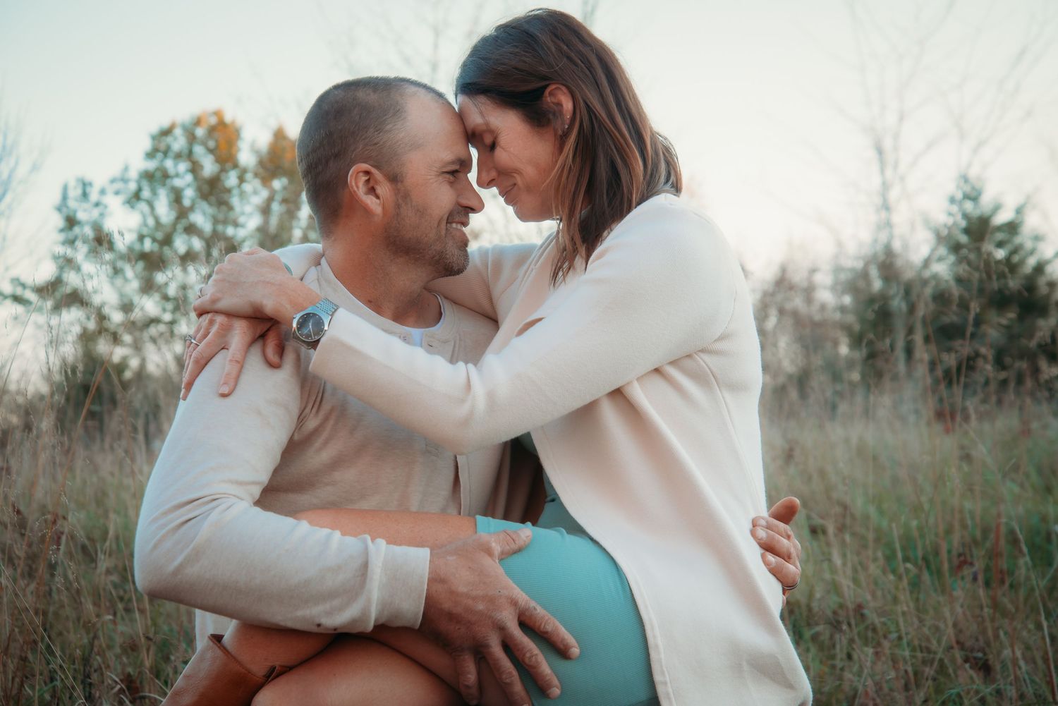Outdoor family session at golden hour on a Kentucky farm. Natural light, candid moments, and heartfelt connection captured beautifully.