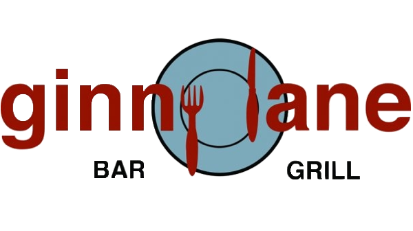 Ginn Lane Bar and Grill logo featuring red text with a blue plate and red fork and knife graphic.