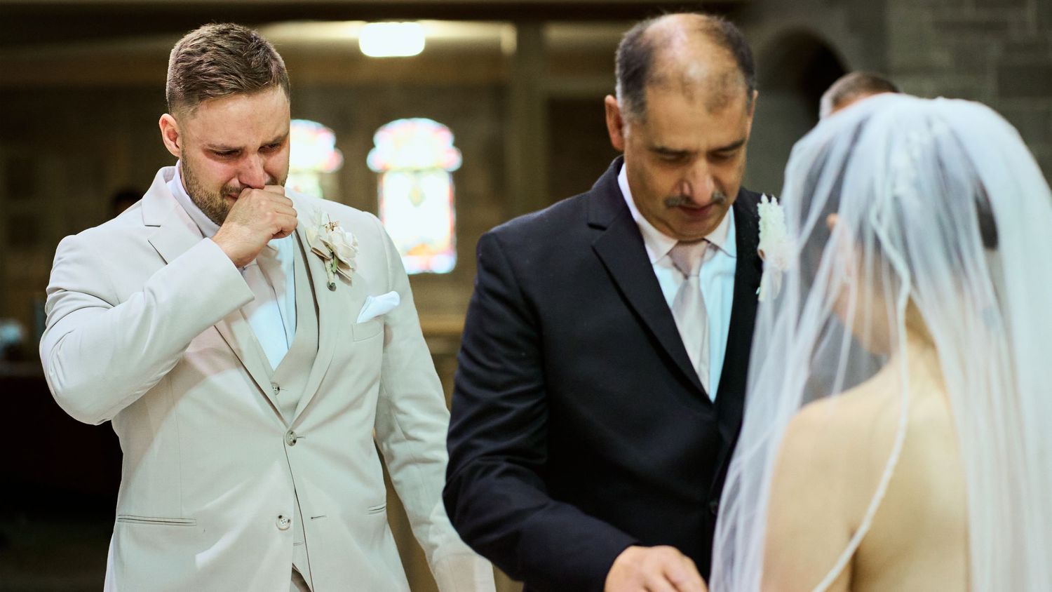 A collage of wedding moments showing couples in formal attire embracing and celebrating their special day.