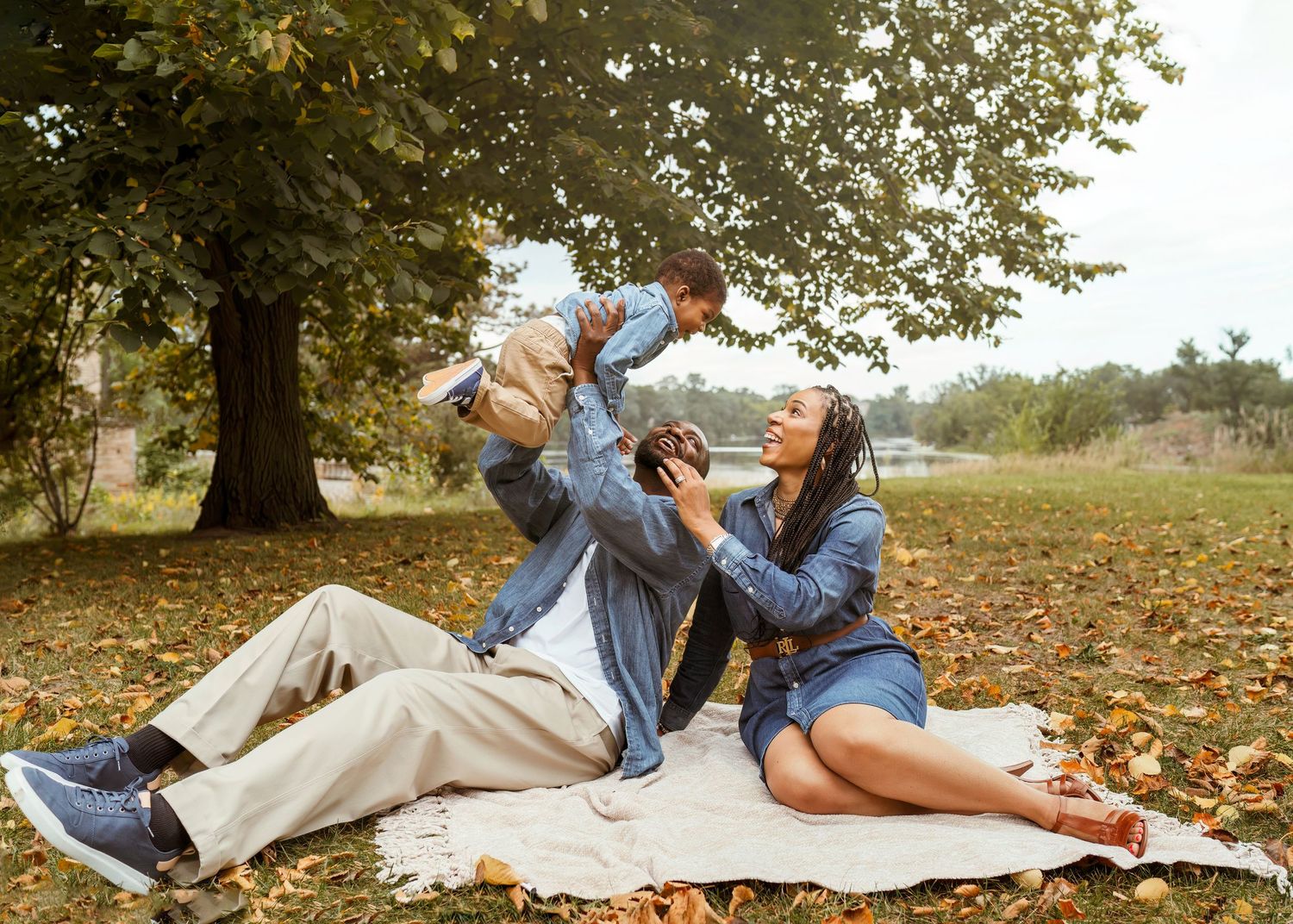 Fall family photos taken at Marquette Park in gary, IN