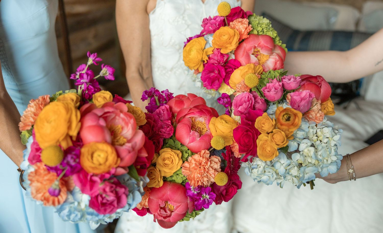 Wedding day florals! The colors are so vibrant