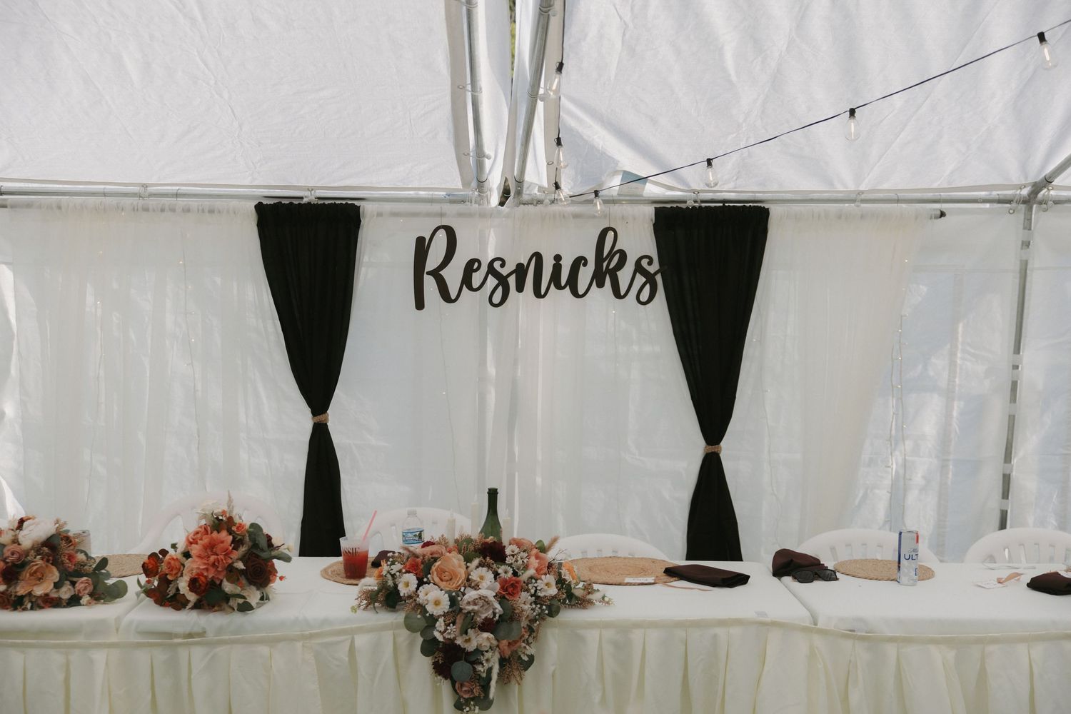 name sign  at a wedding on lake superior
