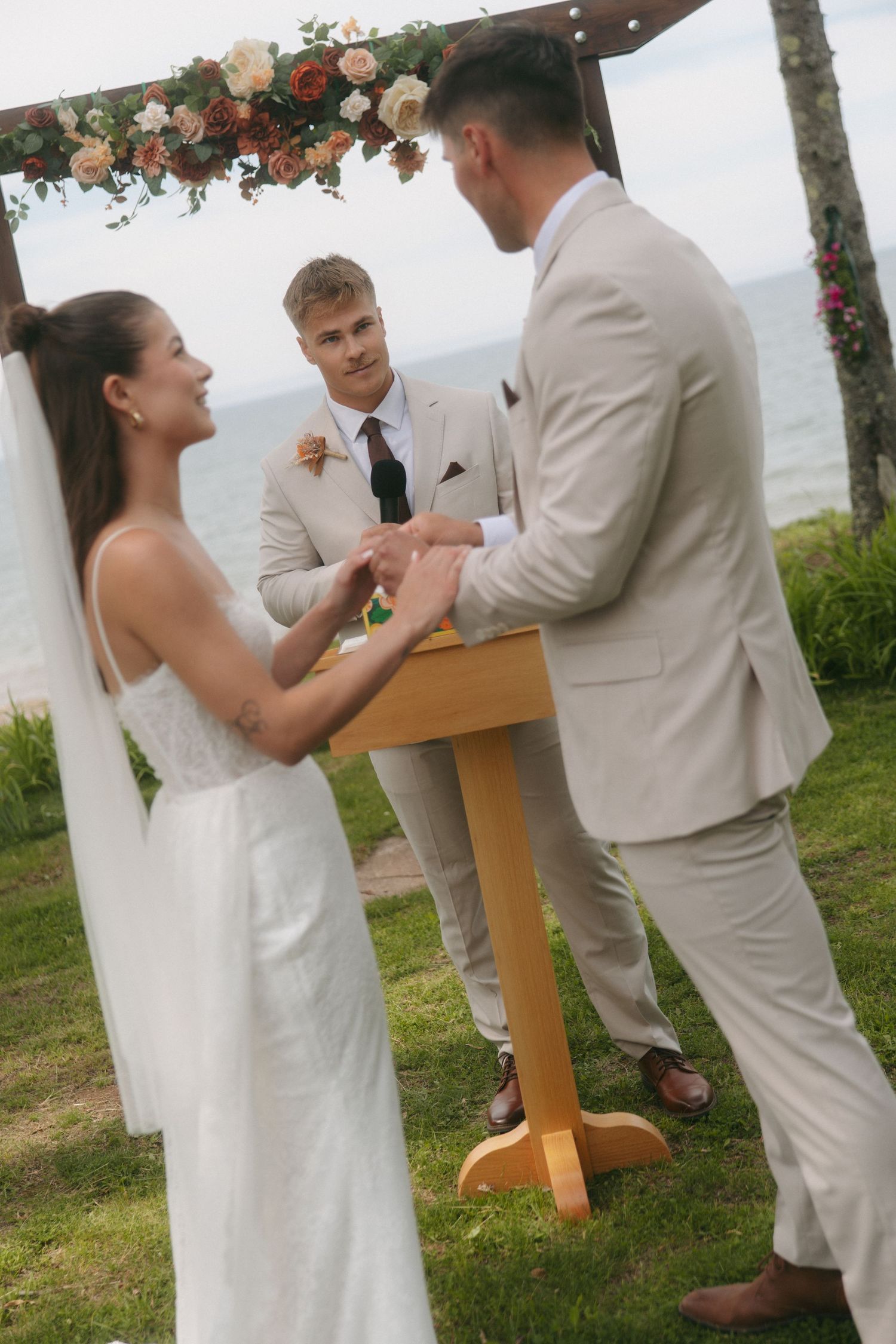 ceremony at a wedding on lake superior