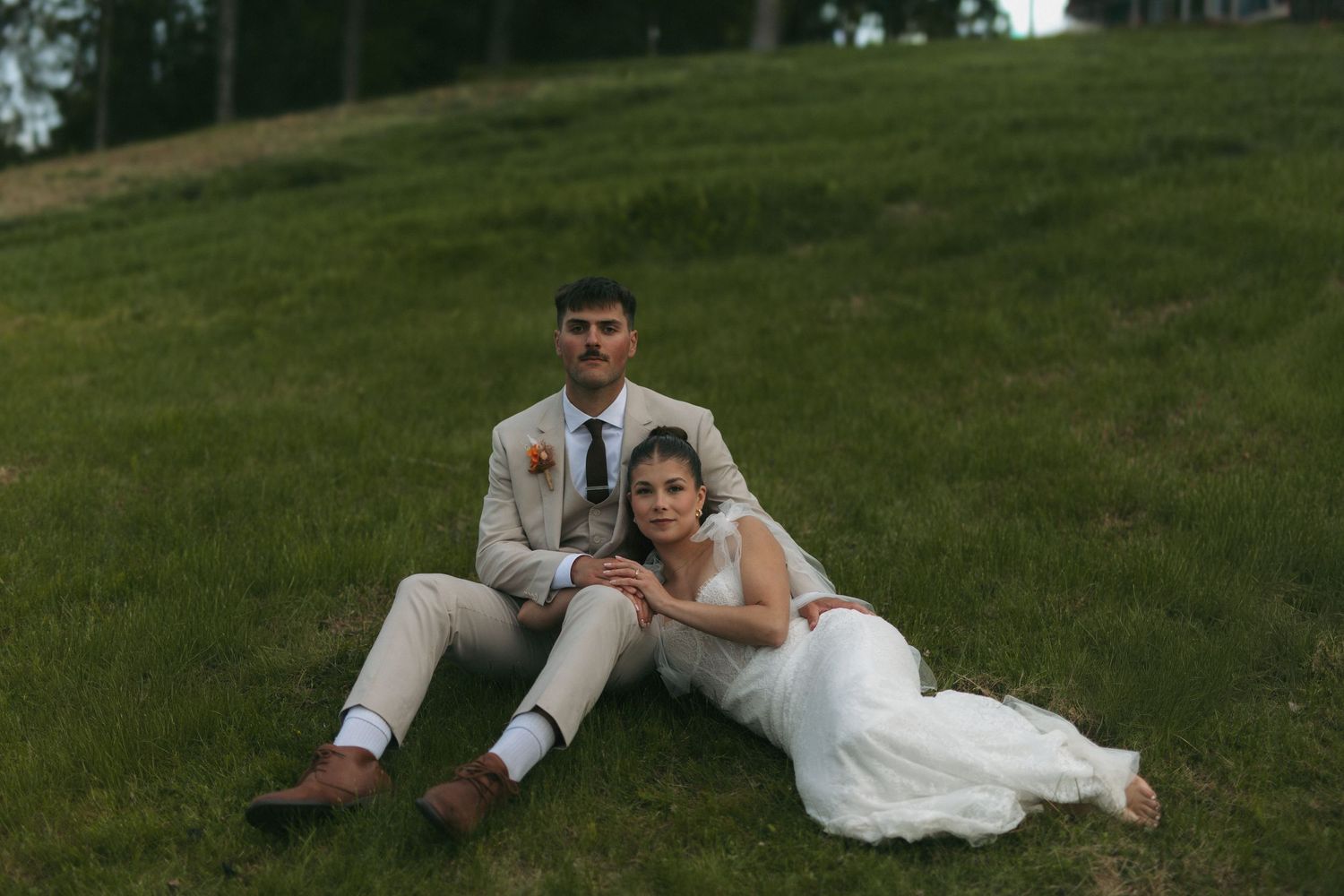 golden hour bride and groom at a wedding on lake superior