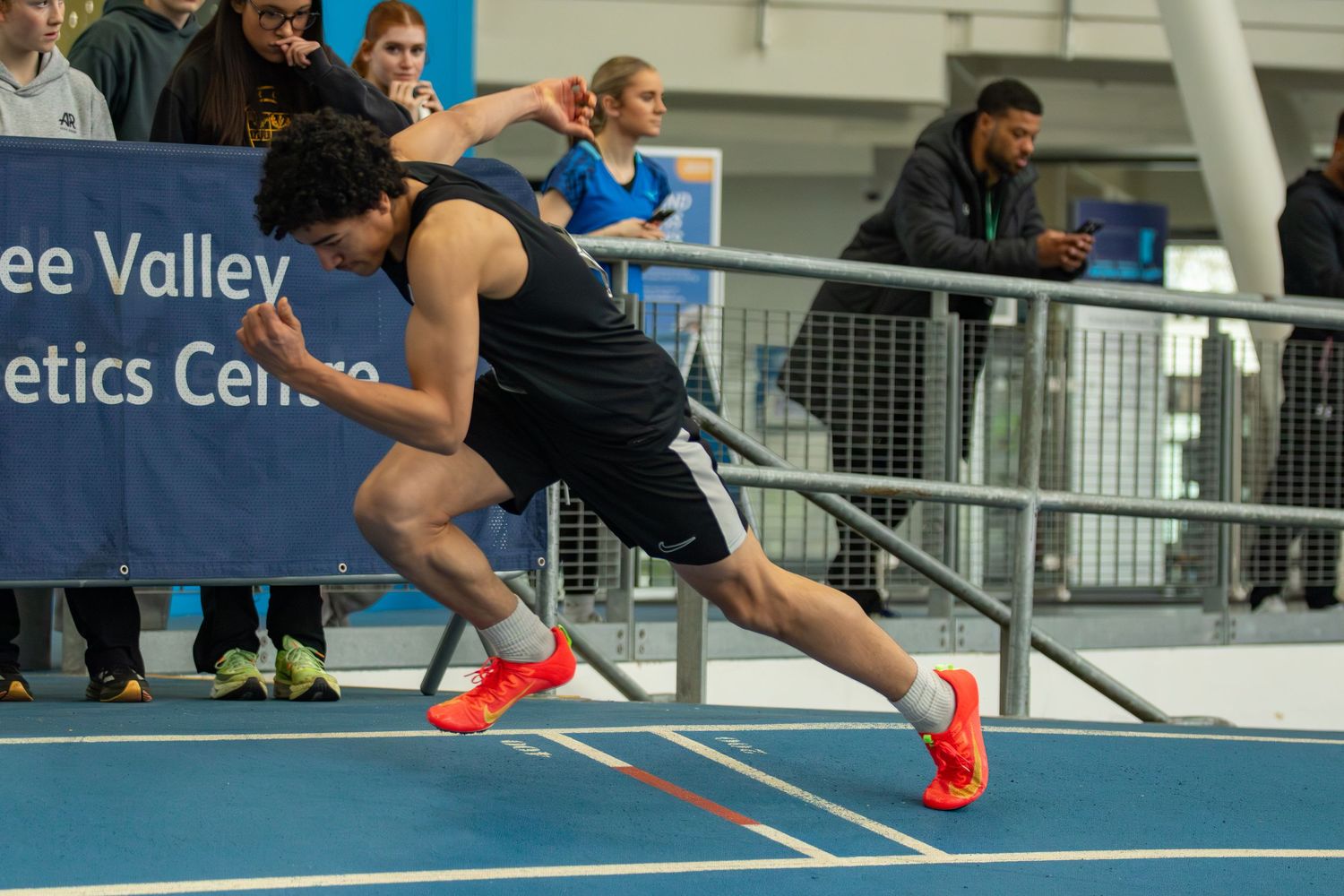 Athelete just setting off side angle