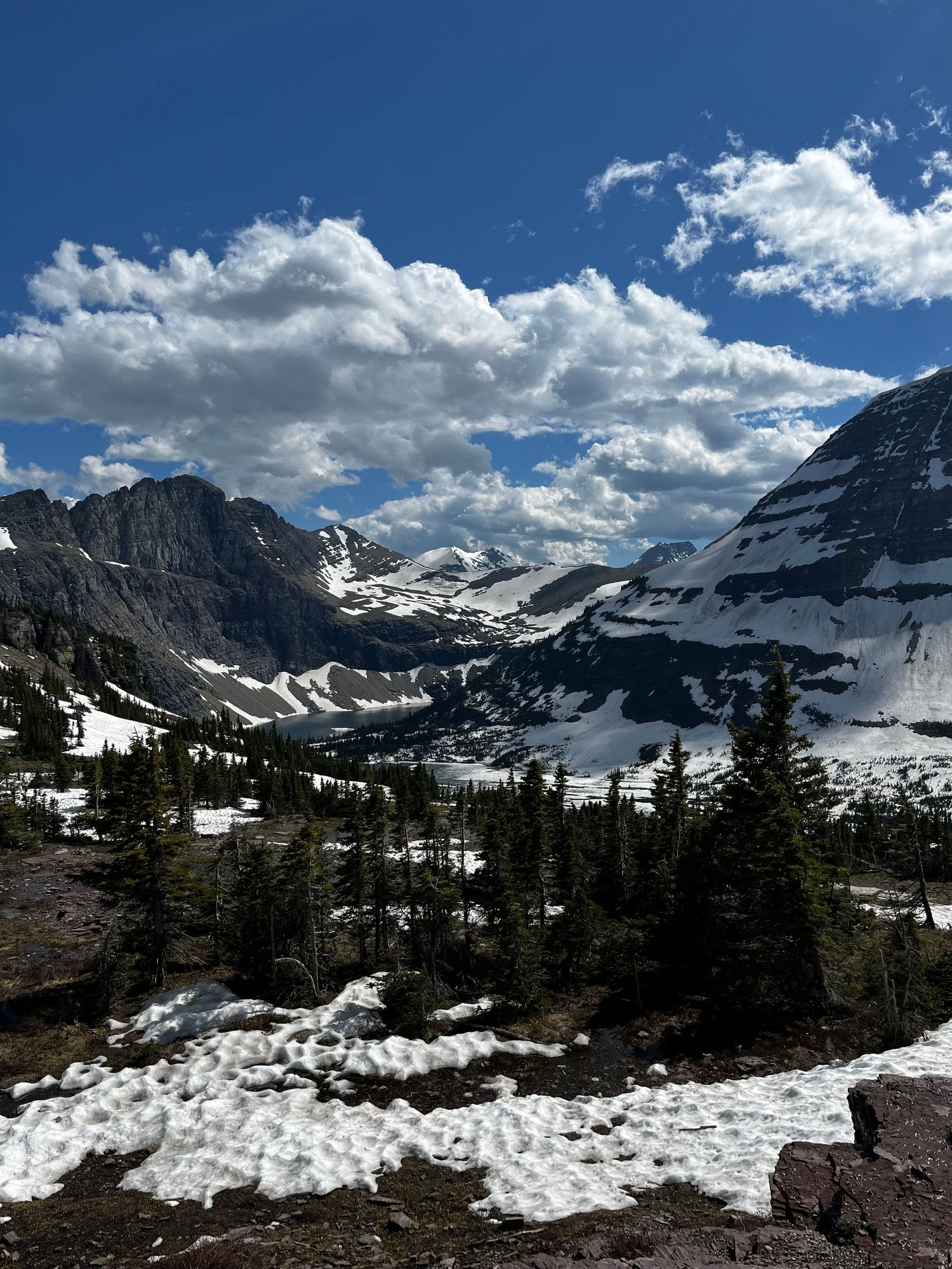 A beautiful and rich landscape of snow-covered mountains.