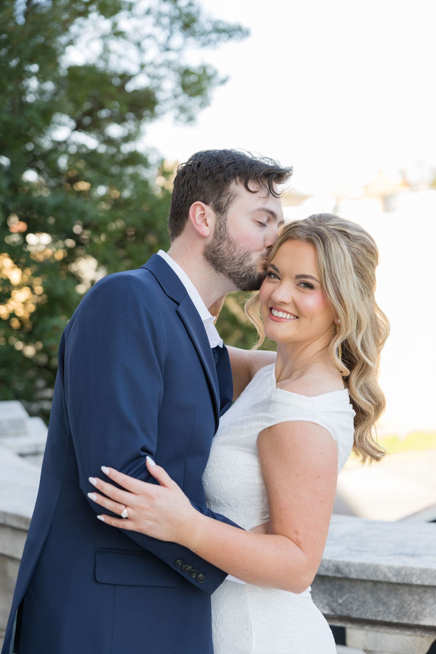 Wedding portrait of a bride and groom captured in downtown Birmingham Alabama