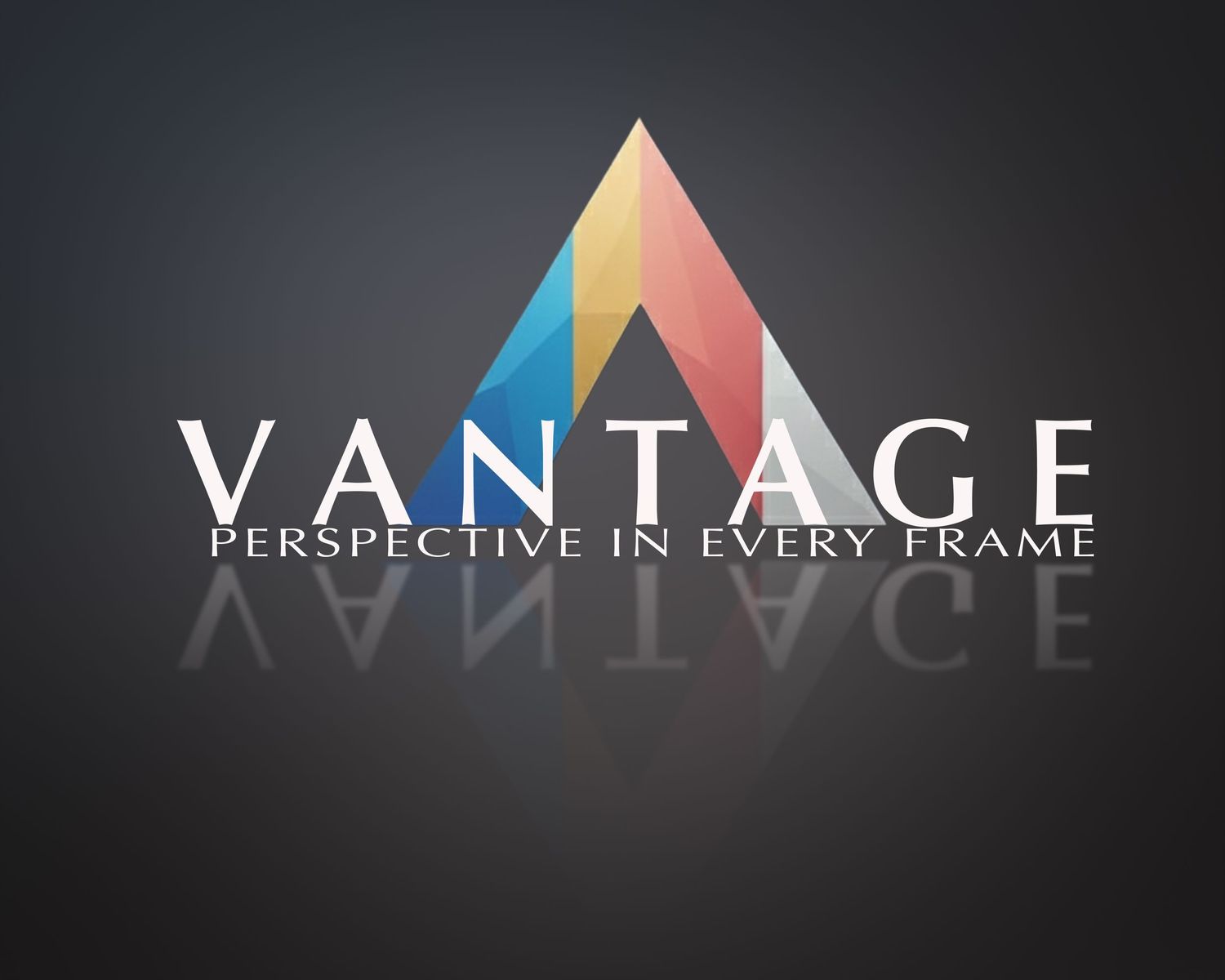Vantage Photography logo featuring a colorful geometric triangle above the tagline Perspective in Every Frame.