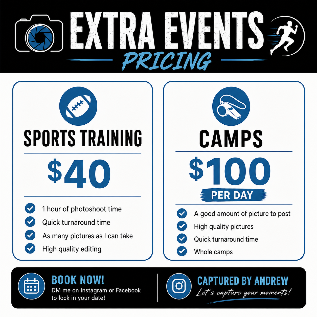 extra event prices