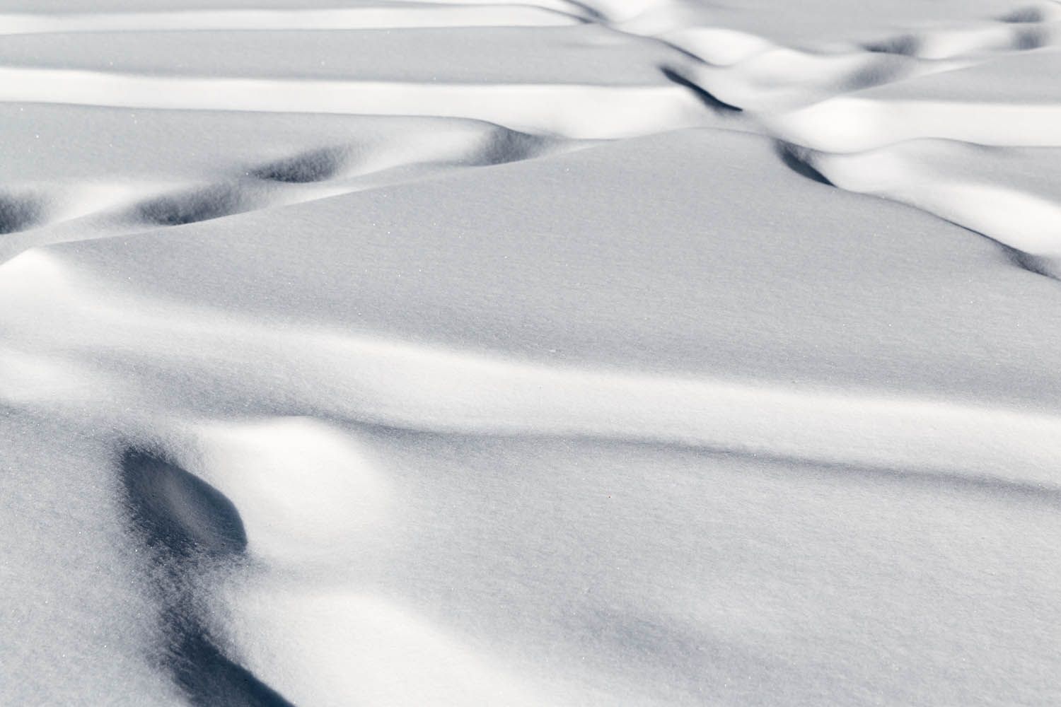 Color landscape photograph showing trail the snow in winter by architecture and landscape photographer Roberto Farren