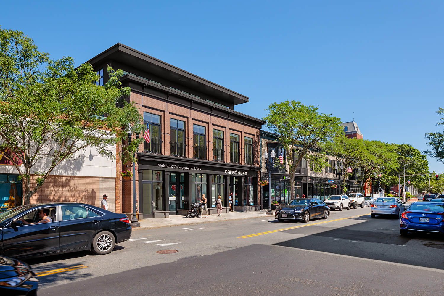 Architectural image taken for Boston area architects Bergmeyer of a new office to residential conversion in Medford MA building exterior