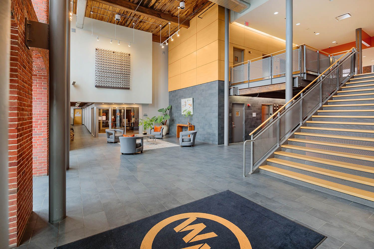 Interior architectural image showing residential condominium entrance area in Boston MA