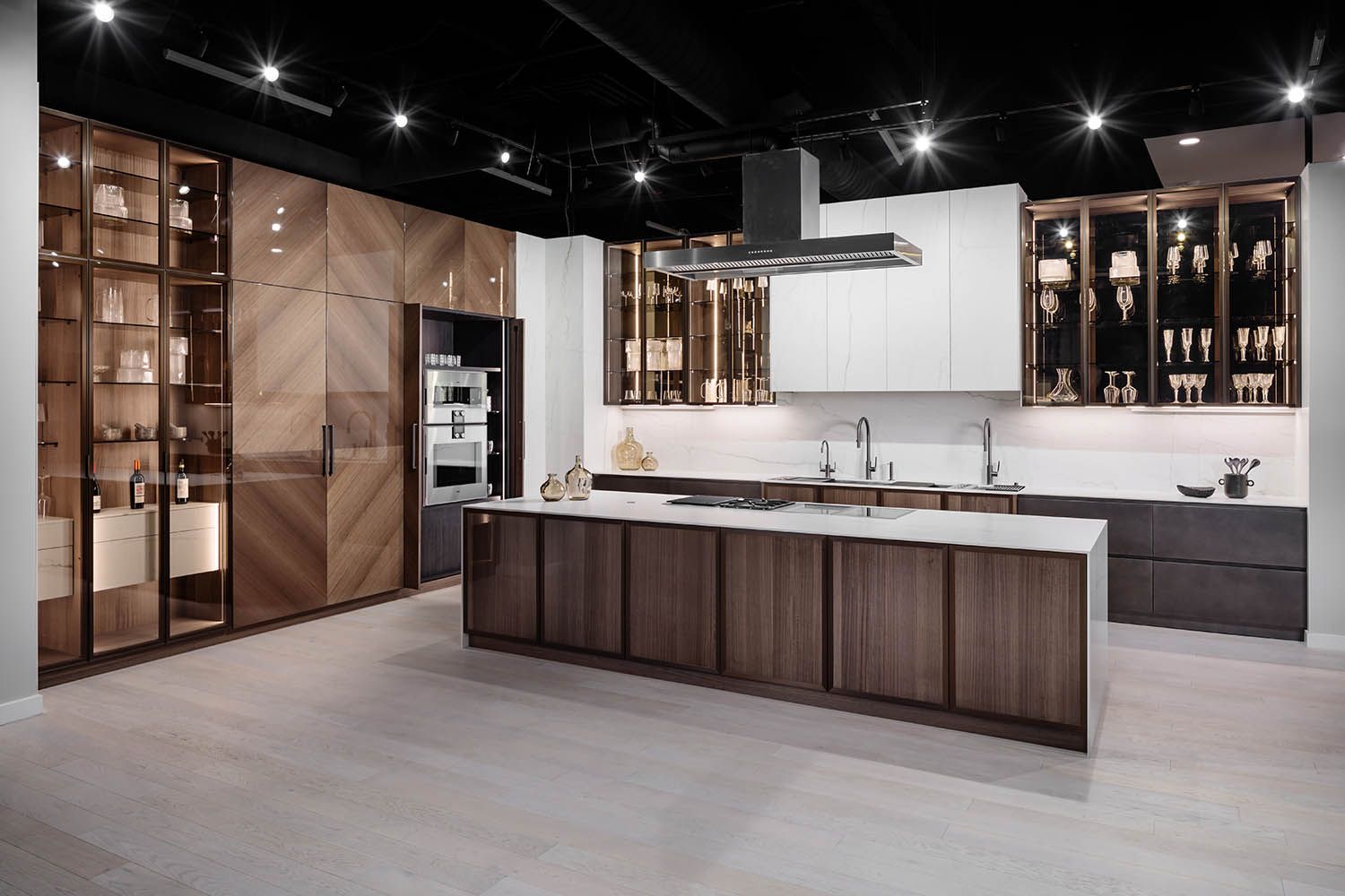 Architectural image taken for Boston area kitchen design company of showroom featuring their light kitchen angle number 3