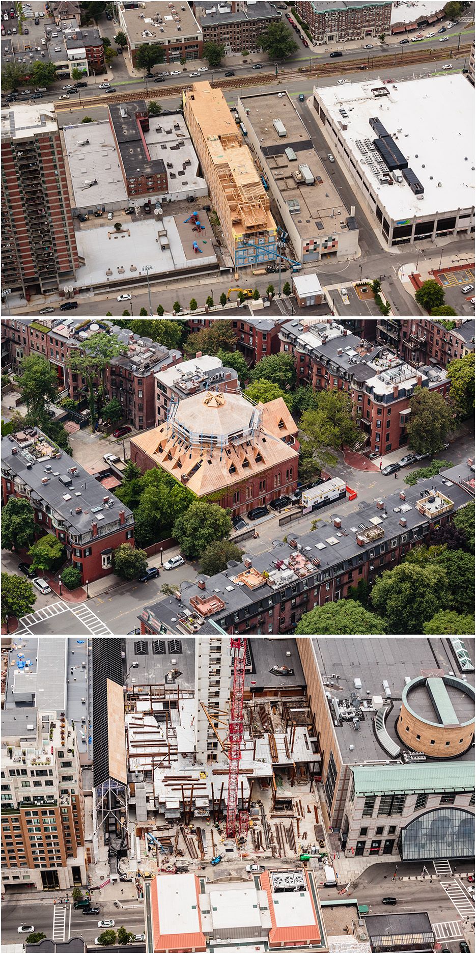 Drone and aerial photograph of Boston Massachusetts in color for commercial real estate marketing