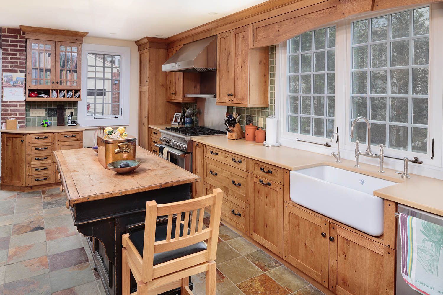 Interior architectural image taken for Boston general contractor showing new kitchen installation with close up on the island and sink