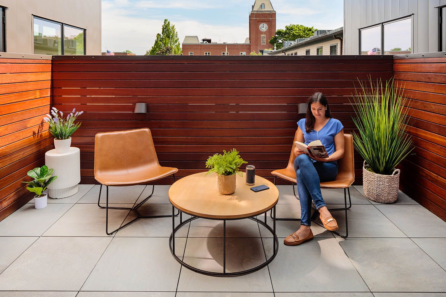 Architectural image taken for Boston area architects Bergmeyer of a new office to residential conversion in Medford common area seating