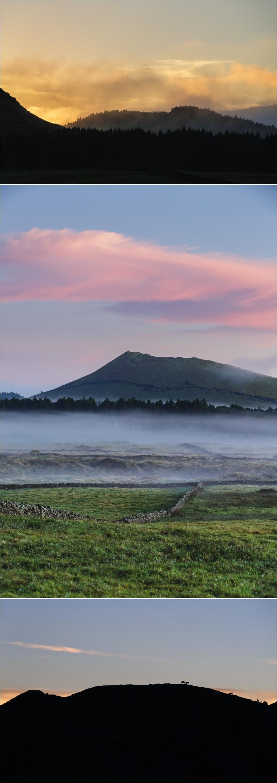 Landscape photography in color of the Azores, Portugal by Boston architectural photographer Roberto Farren, multiple images of island