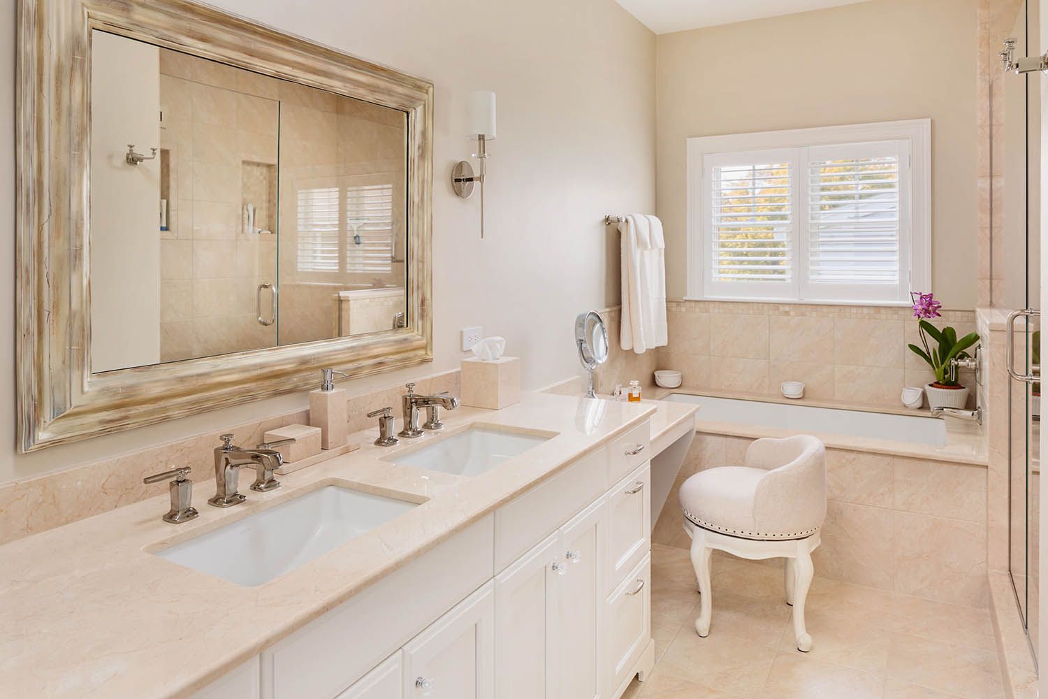 Interior architectural image taken for Boston area general contractor for new residential renovation in Newton MA bathroom addition