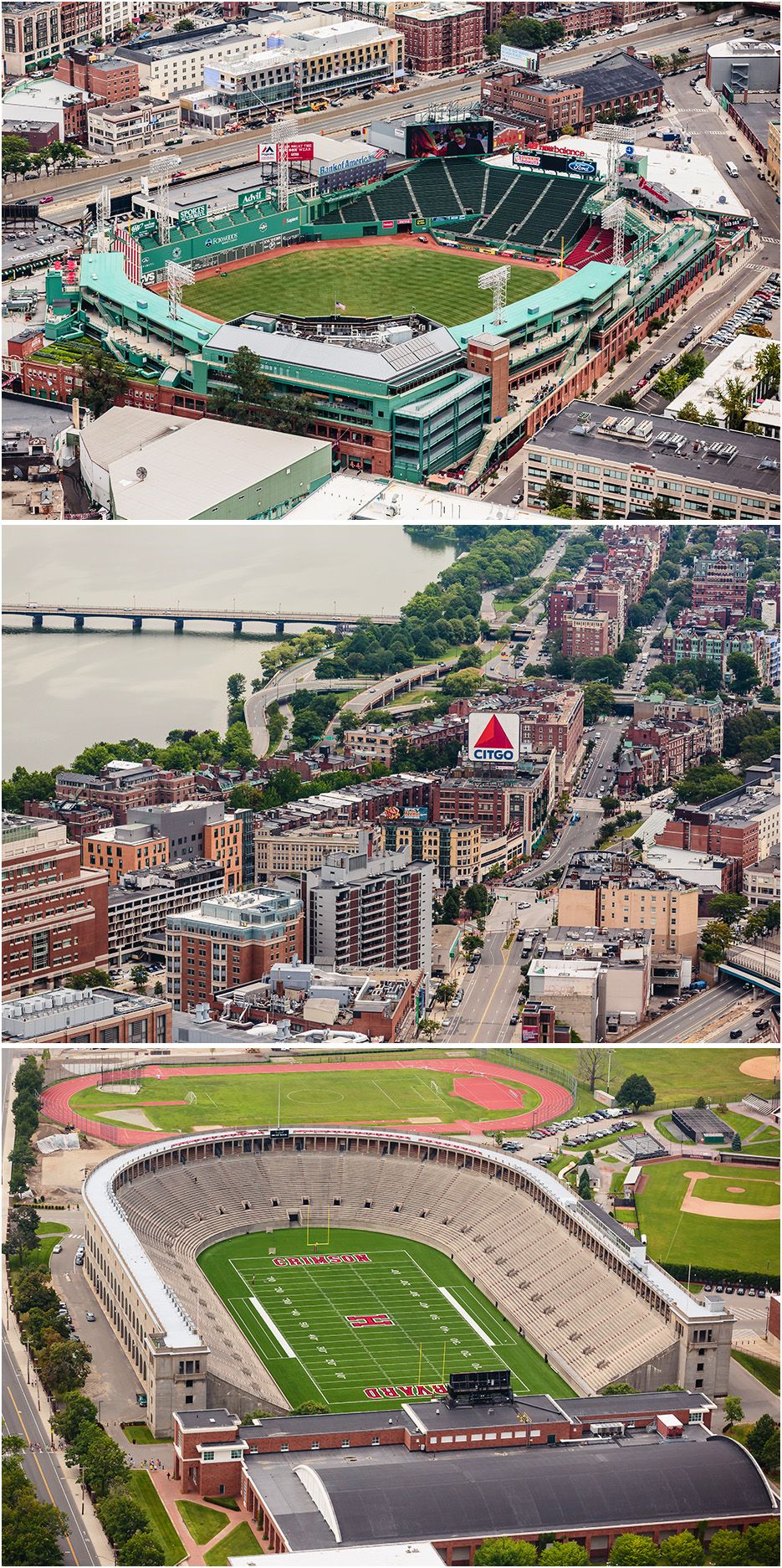 Drone and aerial photograph of Boston Massachusetts in color for commercial real estate marketing