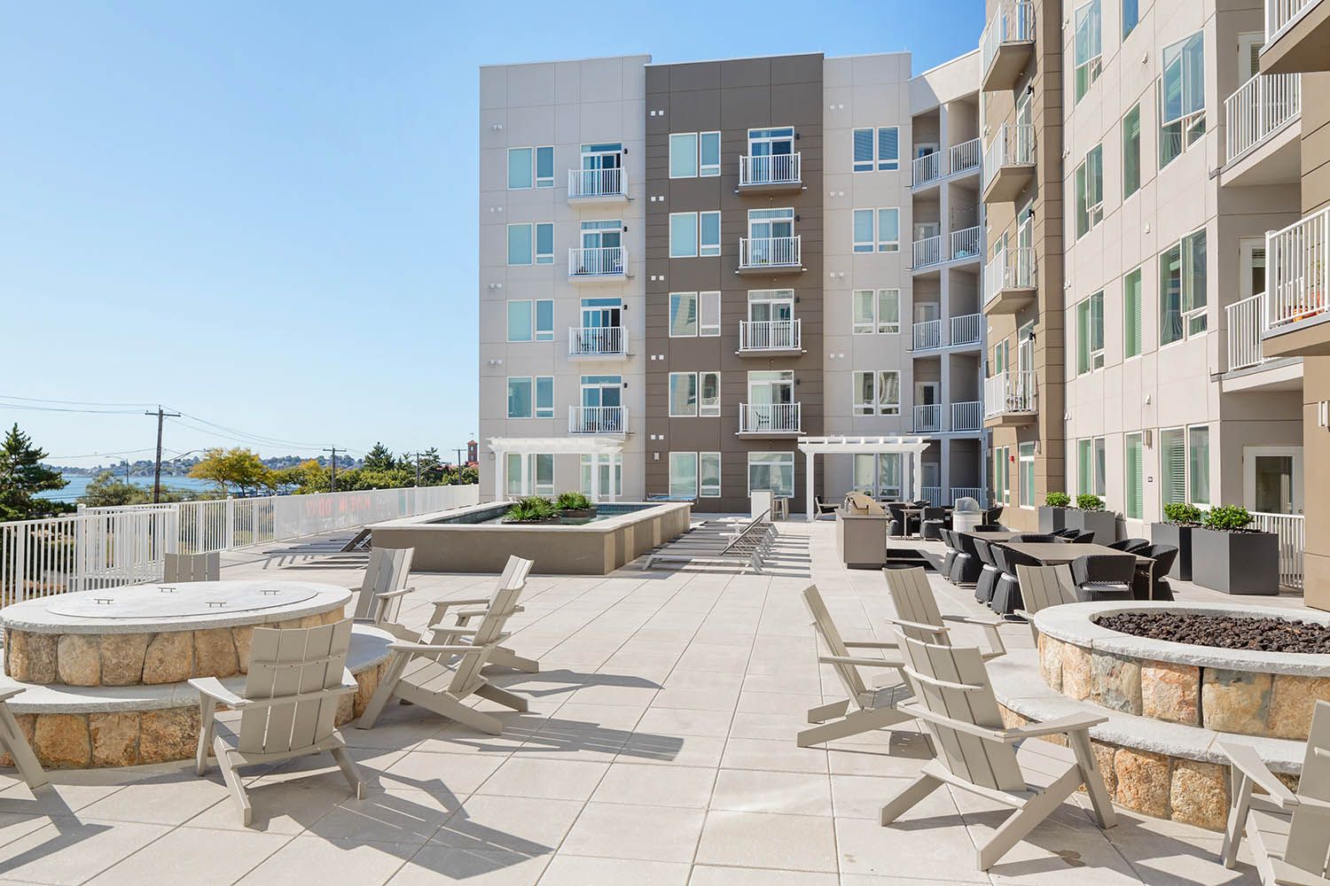 Architectural image taken for Boston area real estate agent showing residential exterior common areas and fire pits Revere MA