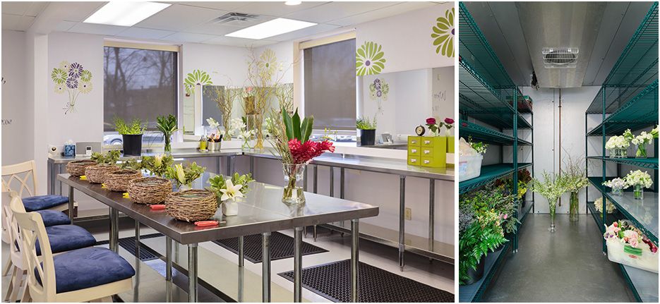 Blooms of Hope Belmont florist, interior photography of the working studio