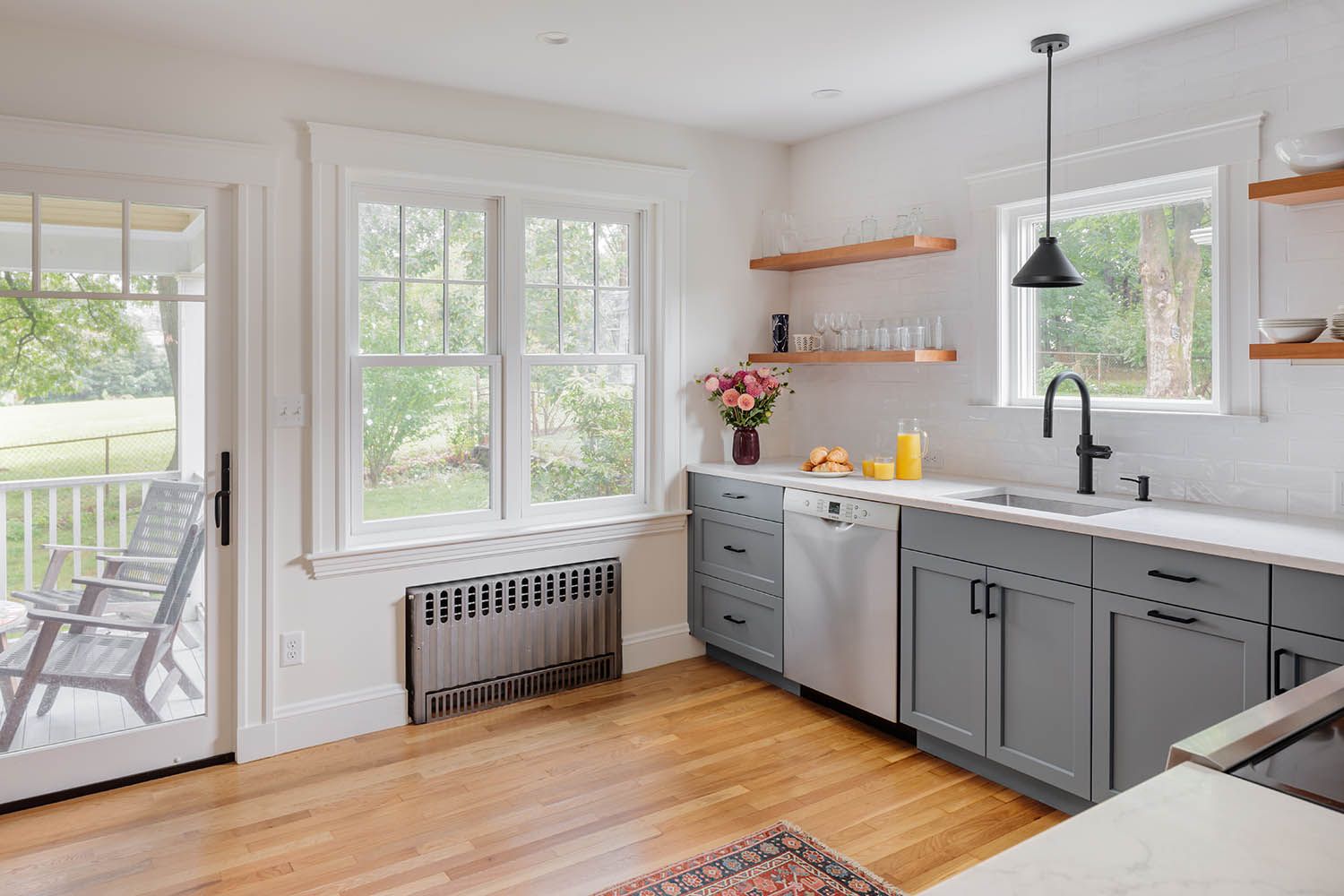 Residential architectural images taken for Boston area architects showing interior showing angle one of newly renovated kitchen space