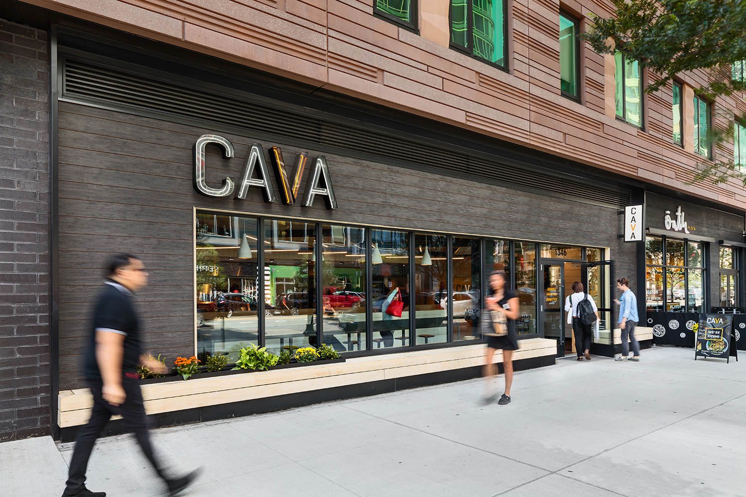 Restaurant photography for Bergmeyer architects of the new Boston Cava location on Boylston St in the city. Exterior image of the restaurant