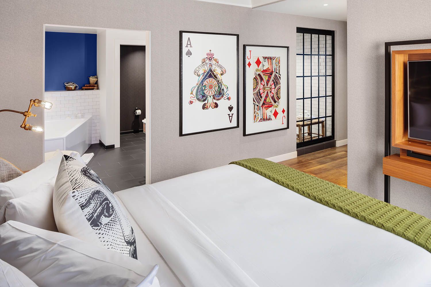 Architectural photograph of MGM Casino in Springfield MA showing one of the interiors of the main suite at the hotel bedroom photo