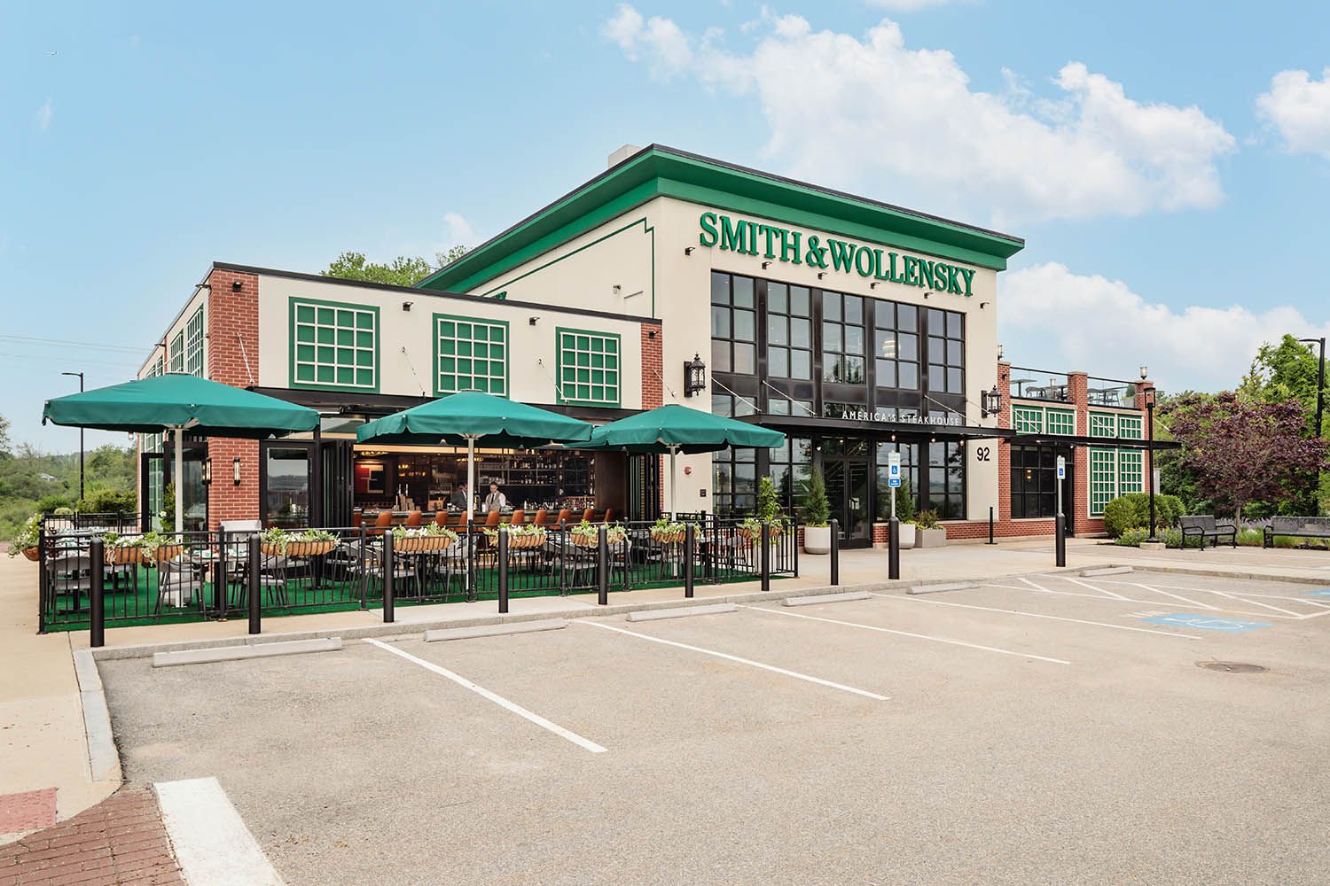 Architectural Image for Boston area restaurant showing the exterior of the location and parking options