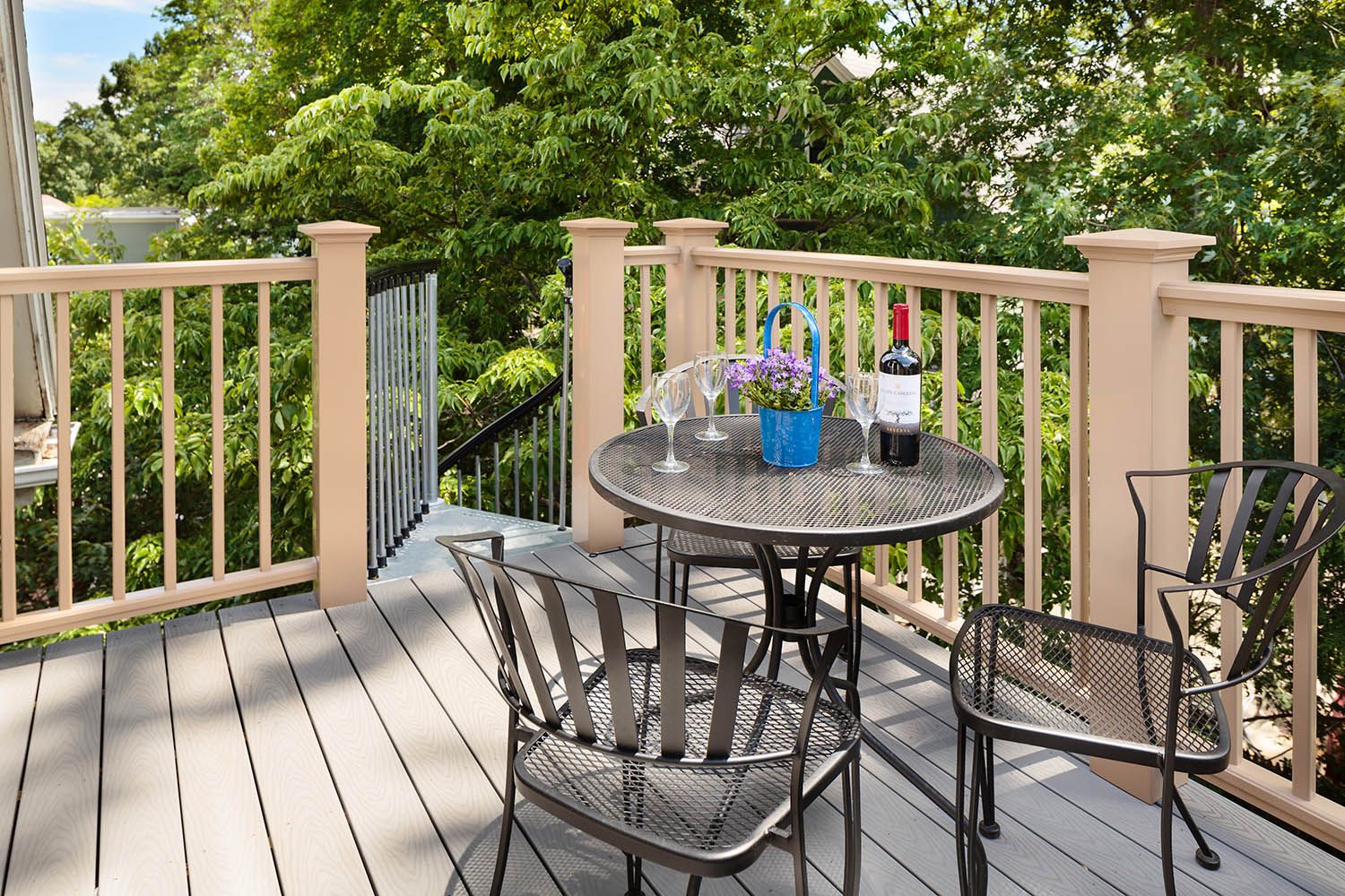Exterior architectural image taken for Boston general contractor showing new upper level deck build out