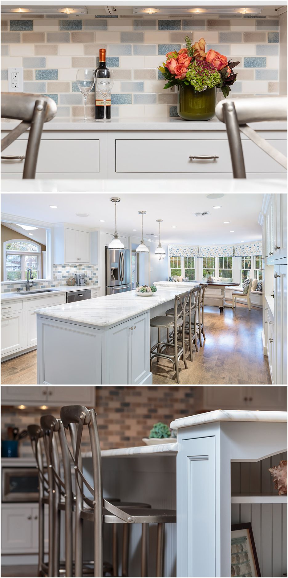 Interior image for Boston interior designer for new kitchen and home renovation showing architectural details and design