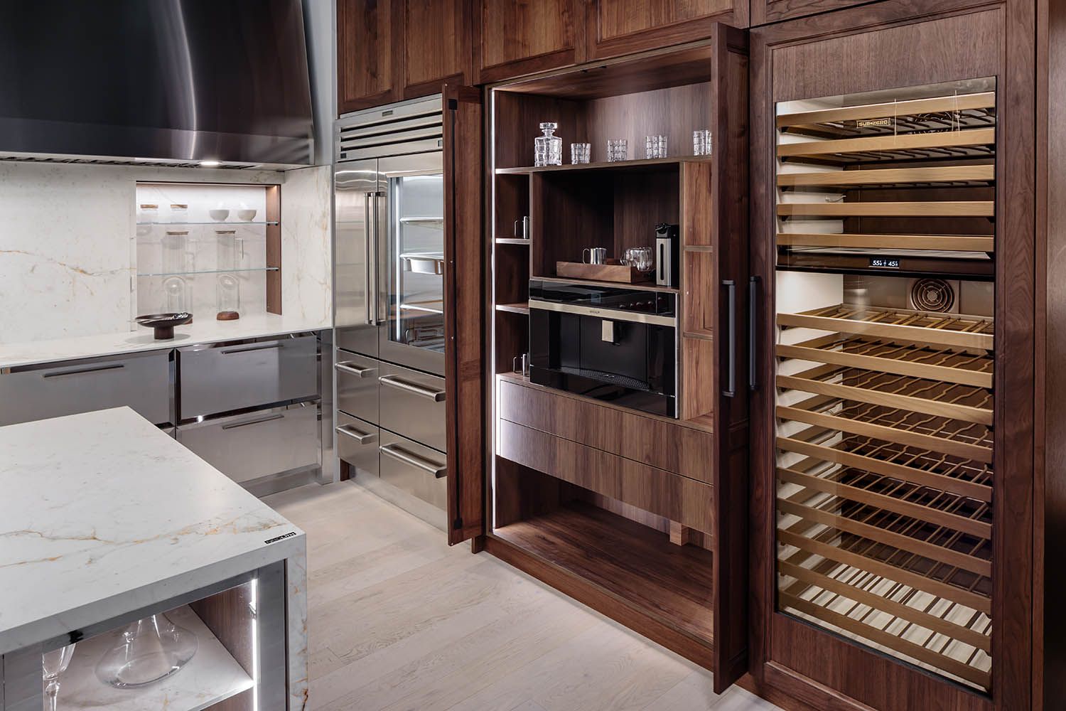 Architectural image taken for Boston area kitchen design company of showroom featuring their dark kitchen angle number 4