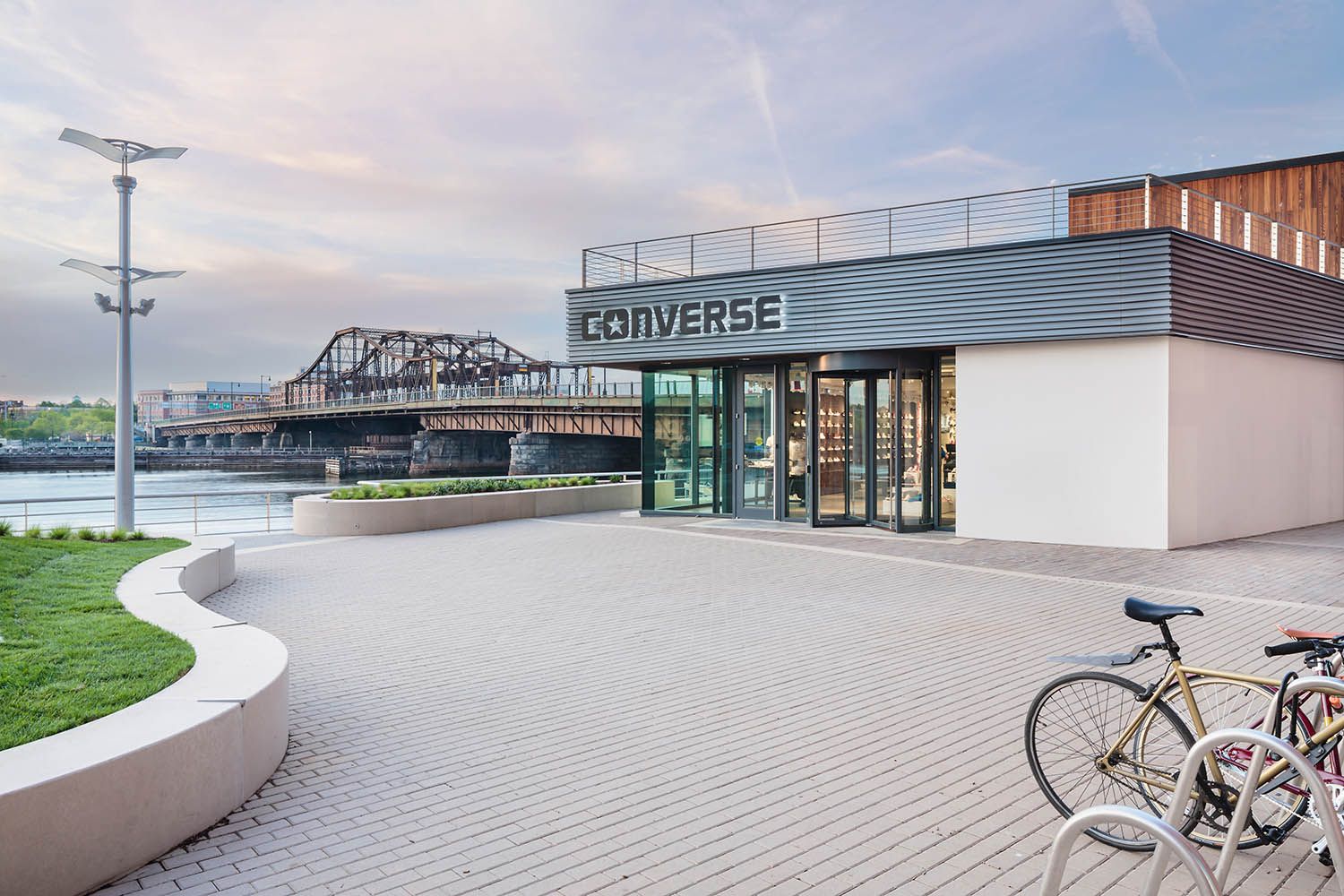 Converse Boston HQ exterior architectural office space photography showing retail store onsite