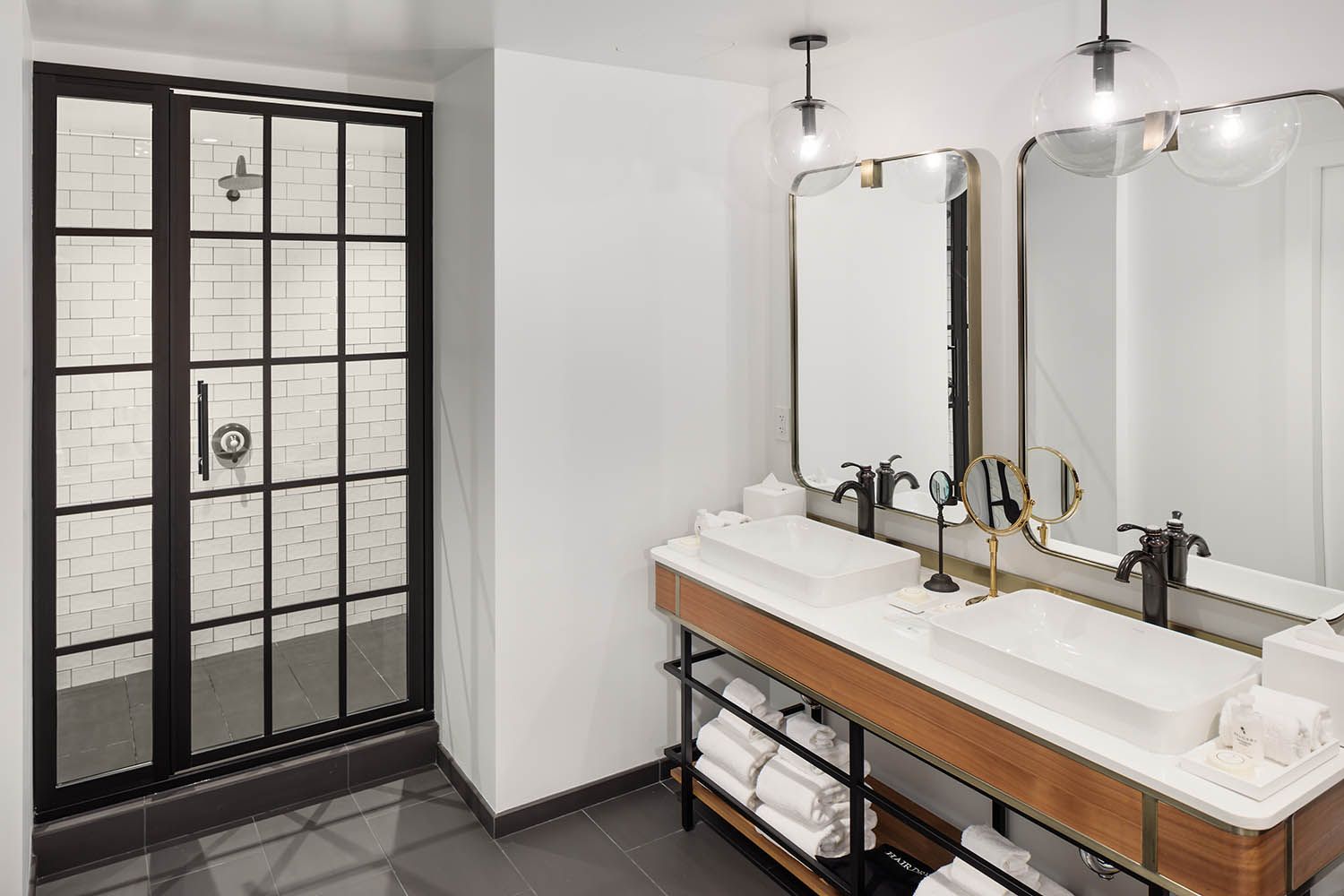 Architectural photograph of MGM Casino in Springfield MA showing one of the interiors of the main suite at the hotel bathroom image