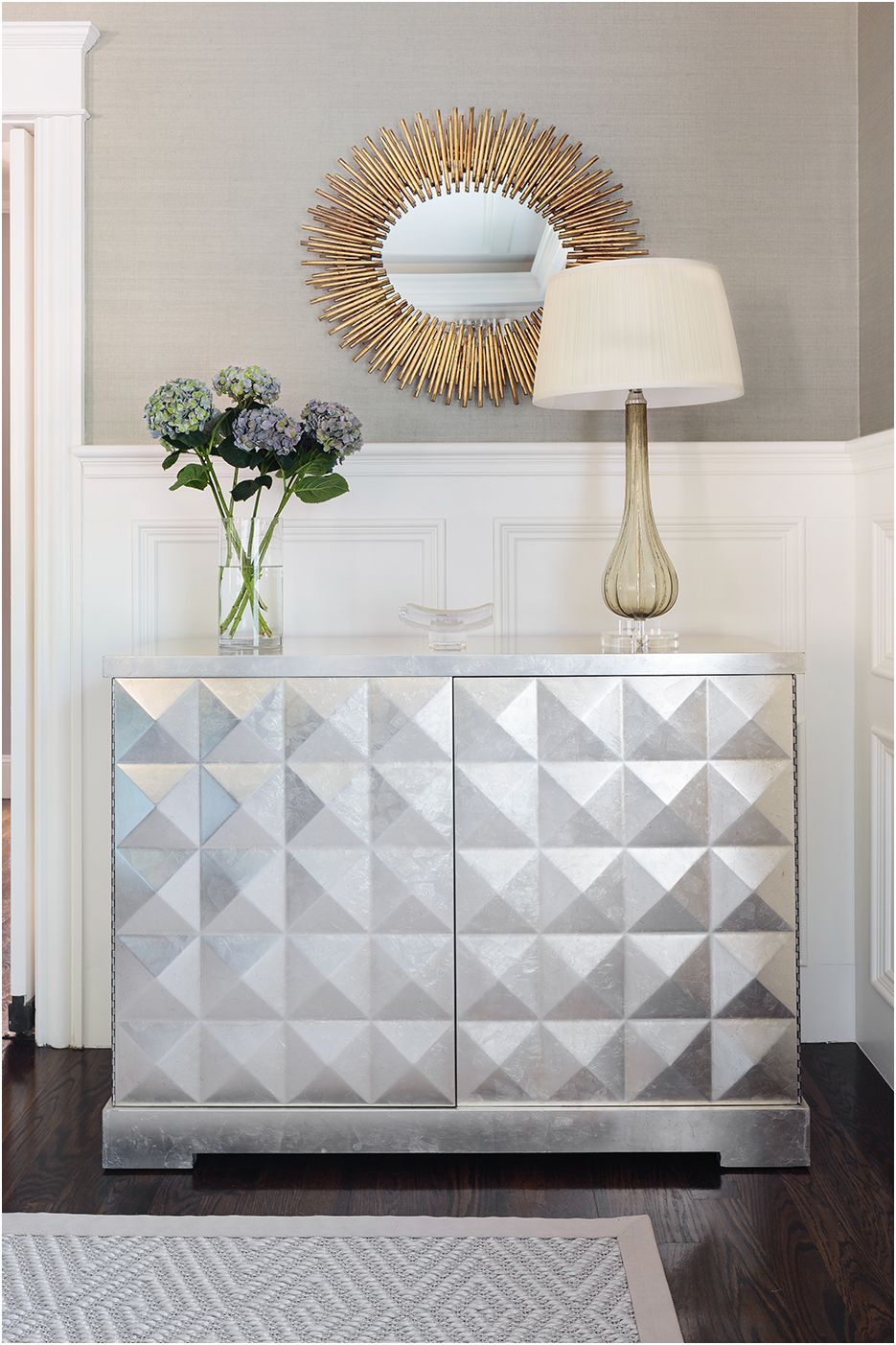 Architectural photograph of Boston home interior design by Laura Wilmerding of Newton home showing furniture details and placement.