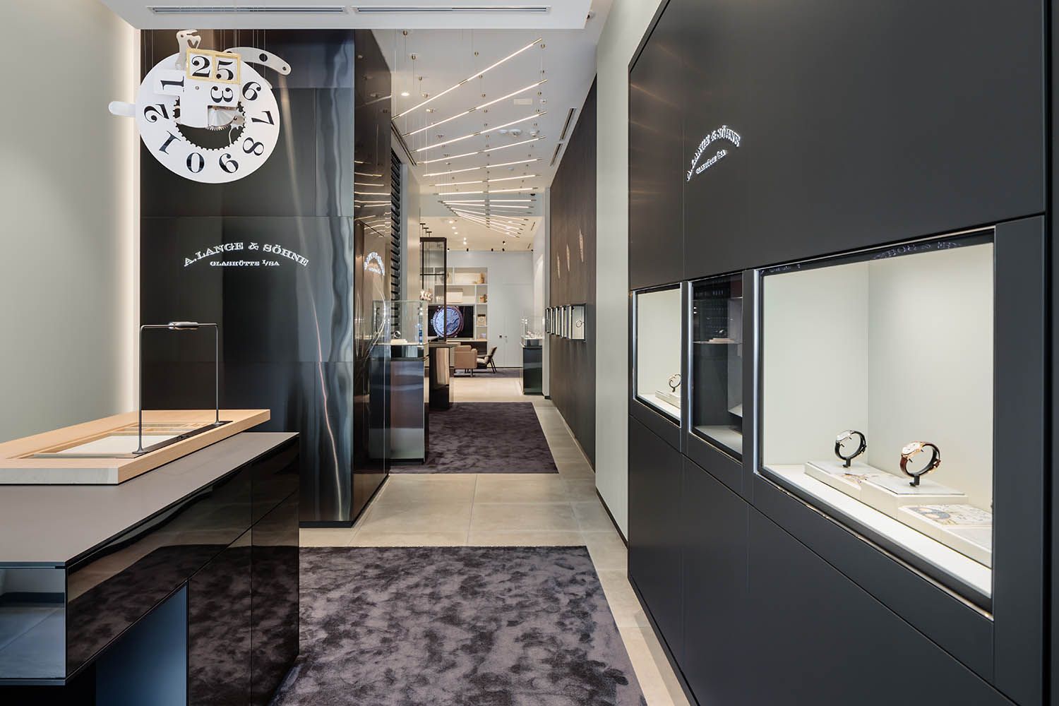 Boston architectural photograph by Roberto Farren of Lange and Sohn fine new watch retail location on Newbury St Boston