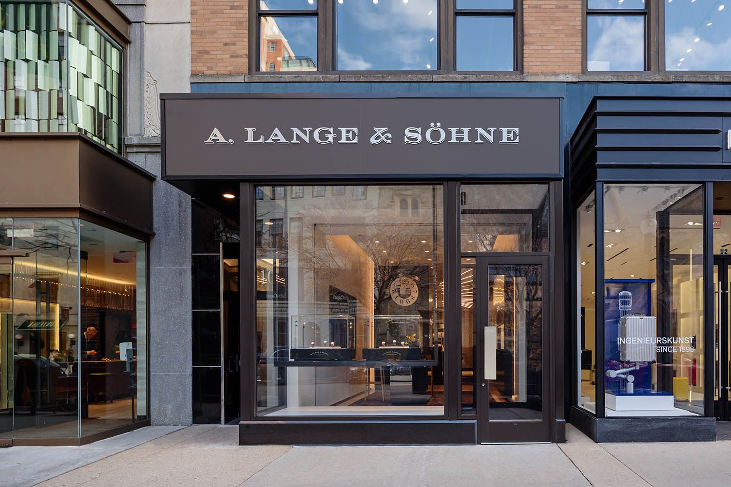 Retail space photograph of Boston watch store on Newbury St in the city by architectural photographer Roberto Farren exterior view