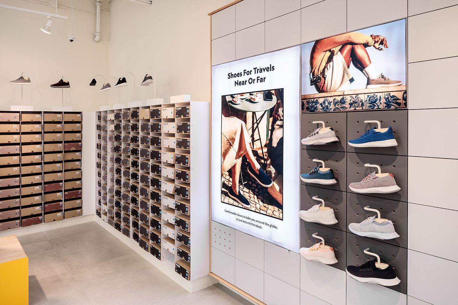 A SECTION OF AN INTERIOR SPACE WITH A SHOE SHOP IN BOSTON MA