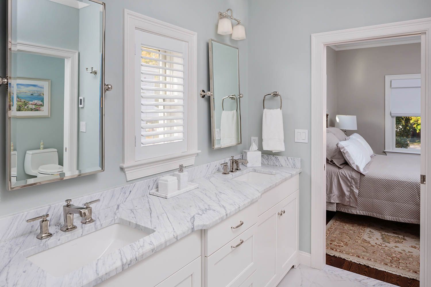 Interior architectural image taken for Boston area general contractor for new residential renovation in Newton MA bathroom into bedroom