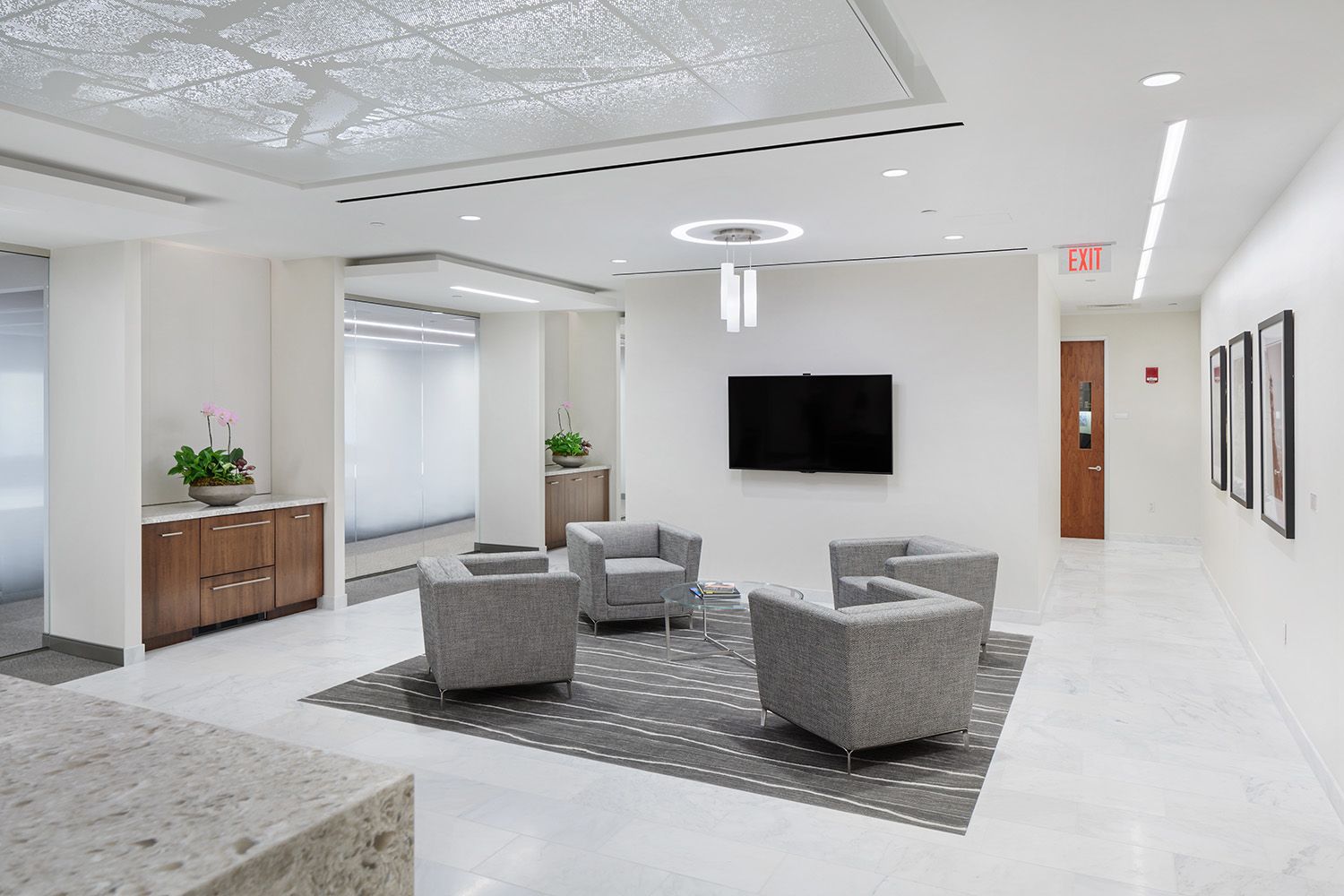 A PHOTOGRAPH TAKEN FOR A BOSTON BASED ARCHITECTS AND GENERAL CONTRACTOR SHOWING THE NEW OFFICE AND LOBBY SPACE