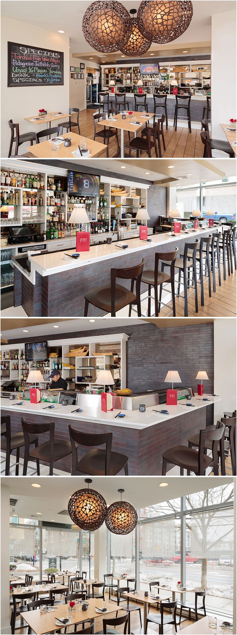 INTERIOR OF CAMBRIDGE MASSACHUSETTS SUSHI RESTAURANT IN KENDALL SQ BY ARCHITECTURE PHOTOGRAPHER