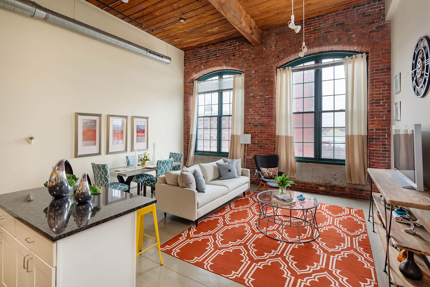 Interior architectural image showing residential living area in Boston condominium