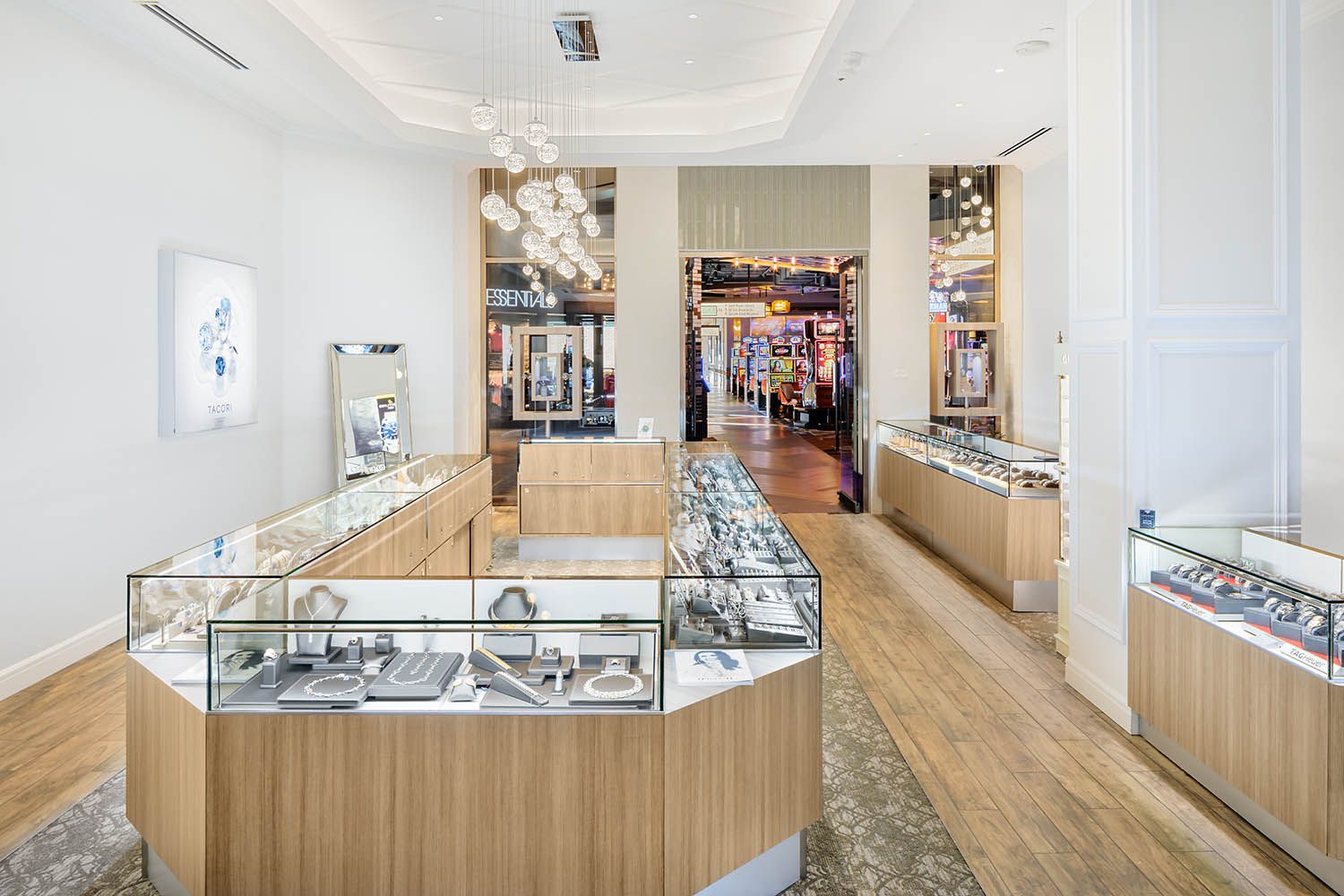 Architectural photograph of MGM Casino in Springfield MA showing one of the onsite jewelry stores located within the main building