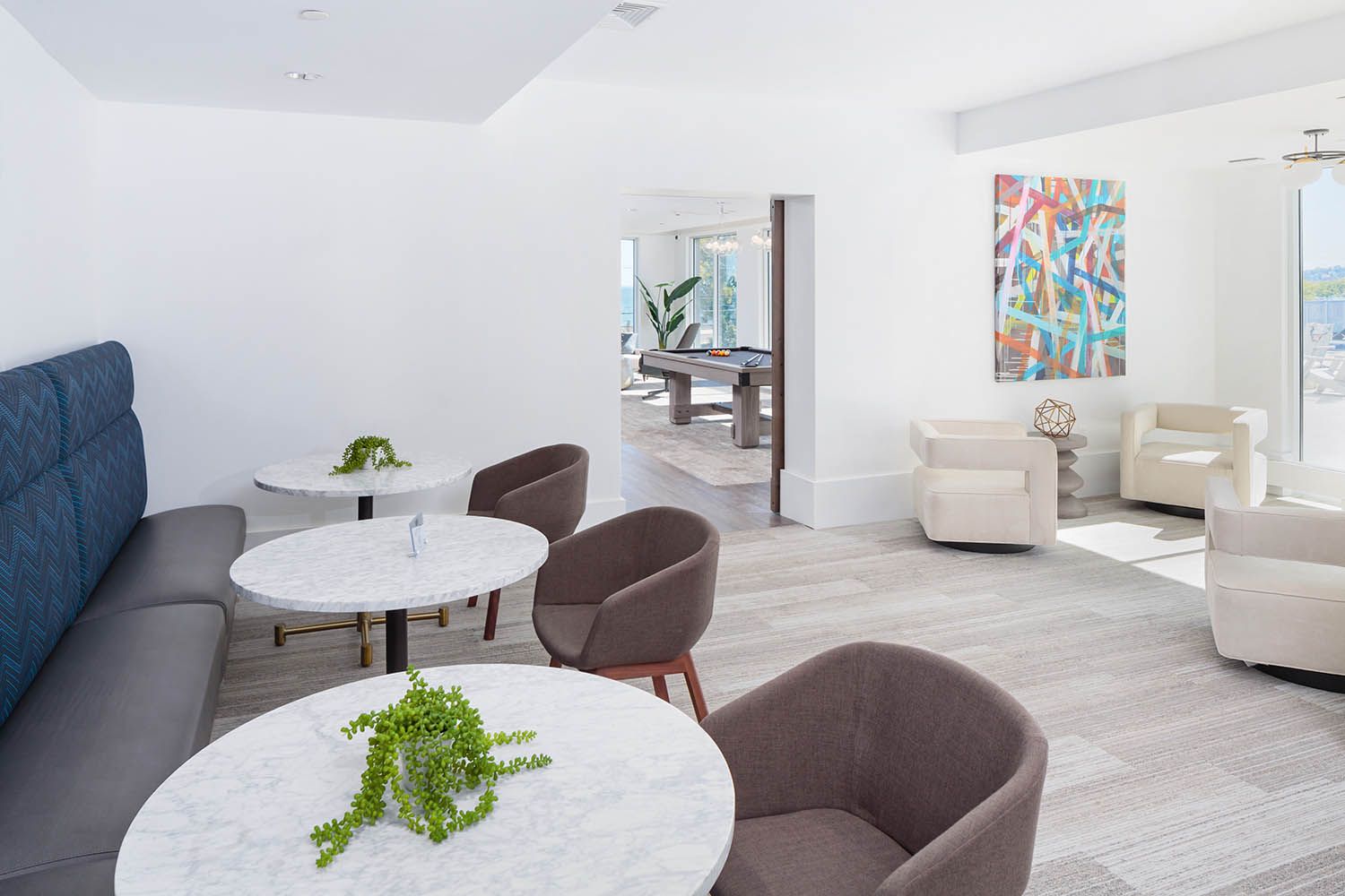 Interior architectural image taken for Boston area real estate agent showing pool tables other common area use, Revere MA